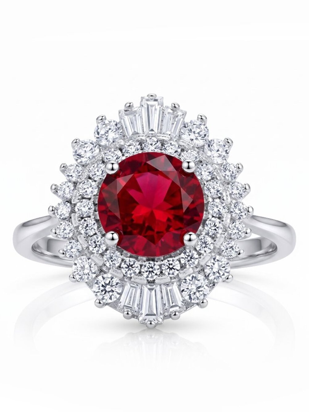 Vintage Style Ruby Ring, 925 Sterling Silver size 5
